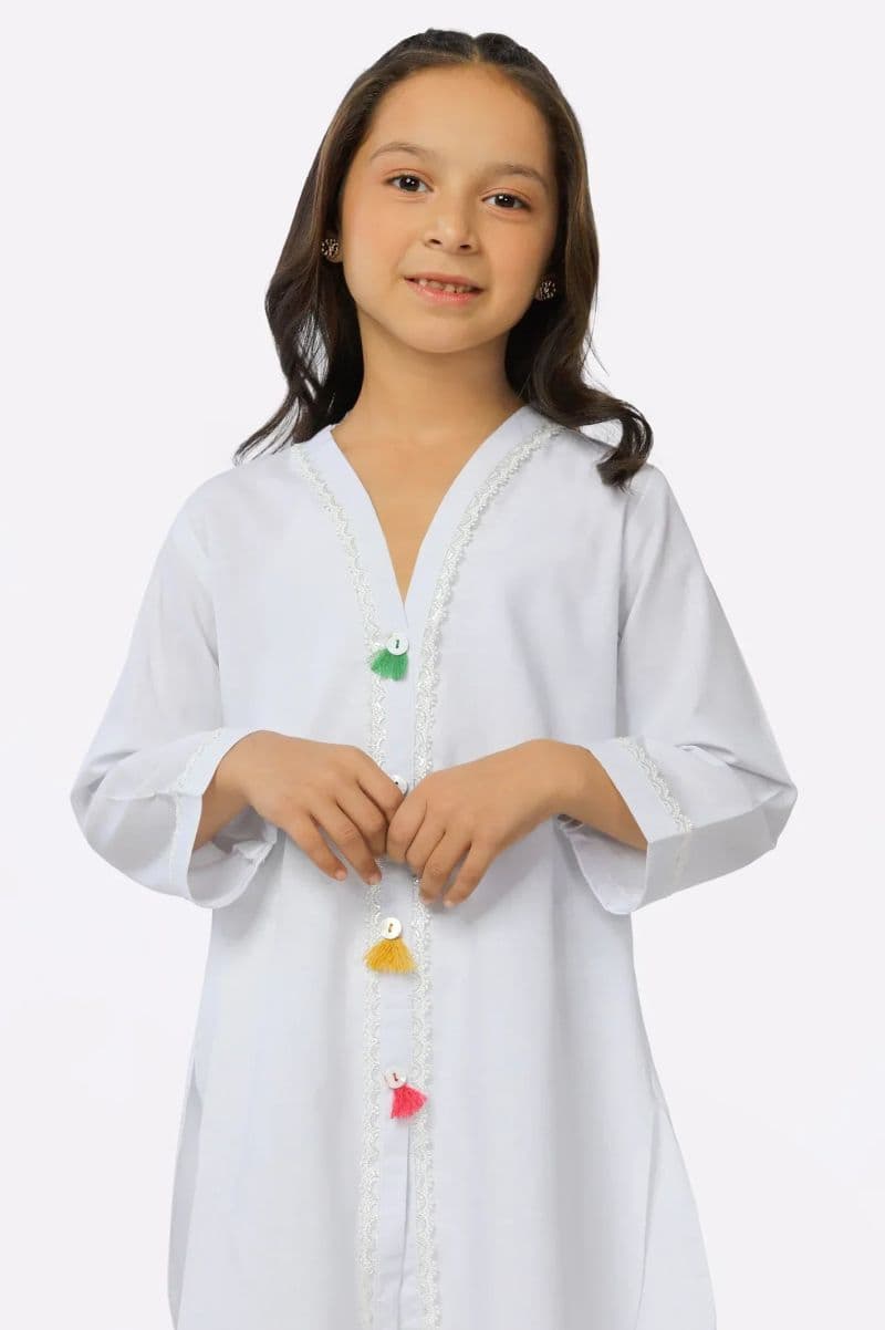 White Chambray Dyed Girls Kurti thumbnail
