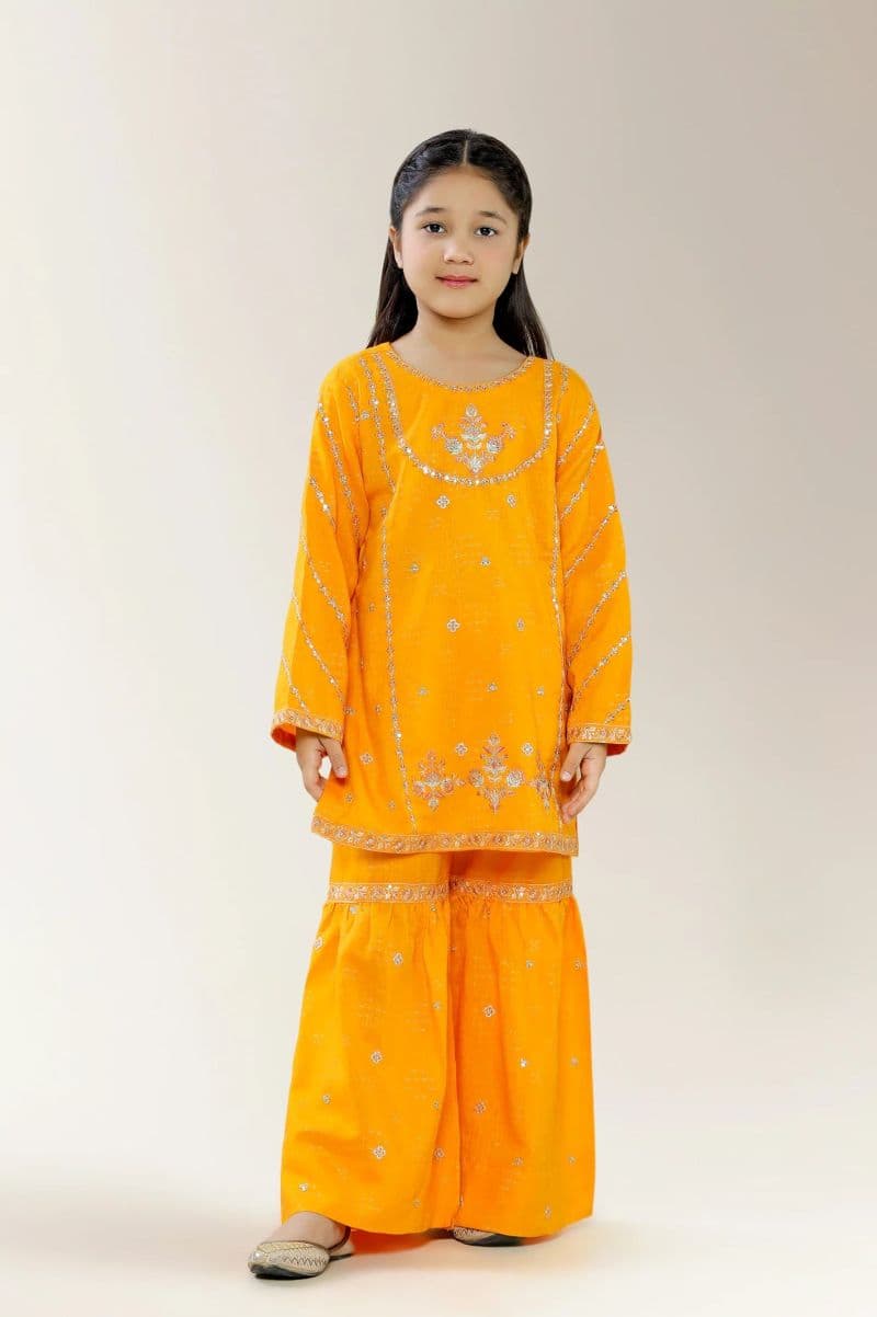 Embroidered Jacquard Yellow Girls 2PC thumbnail