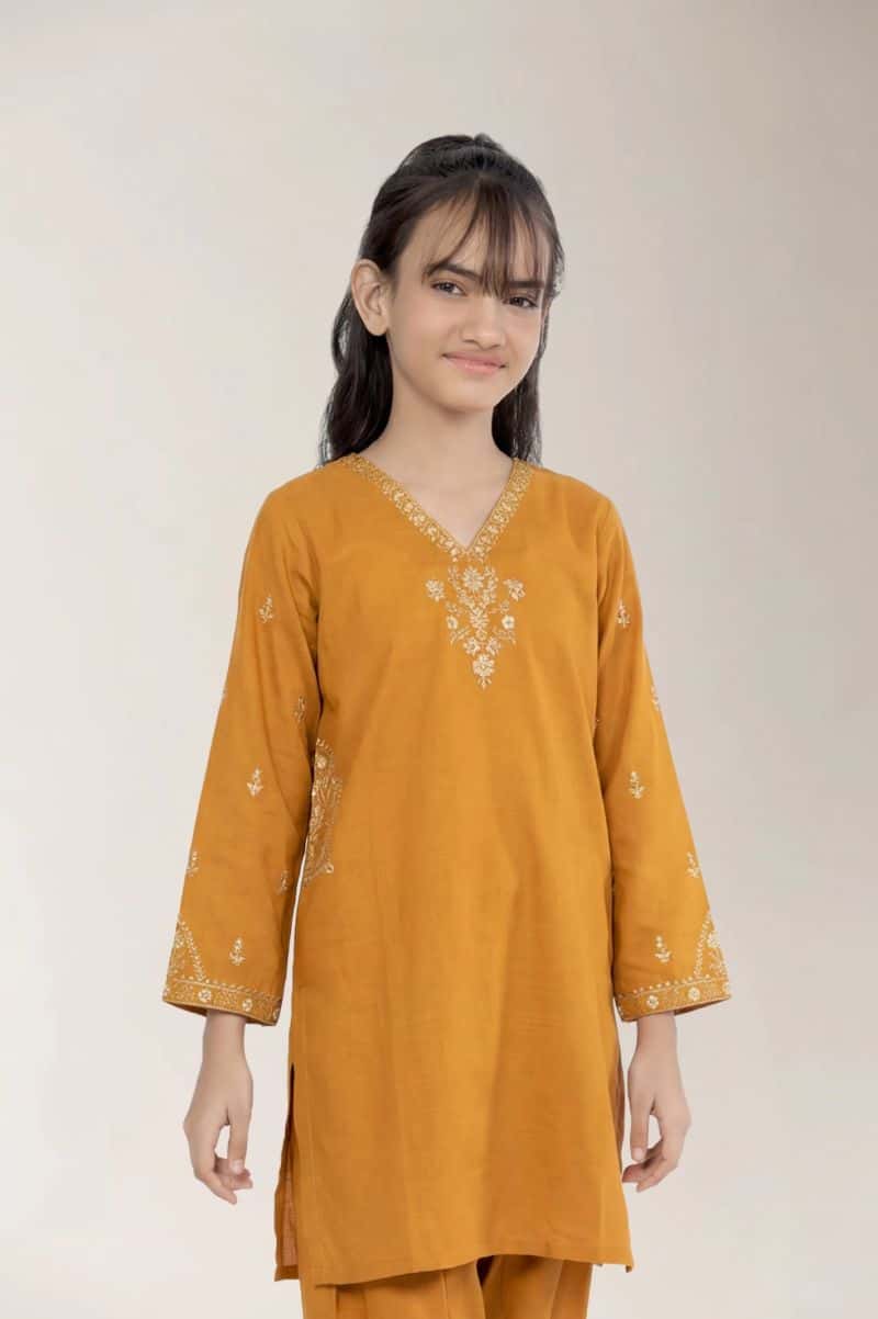 Embroidered Khaddar-Mustard Teens 2PC - alternate view
