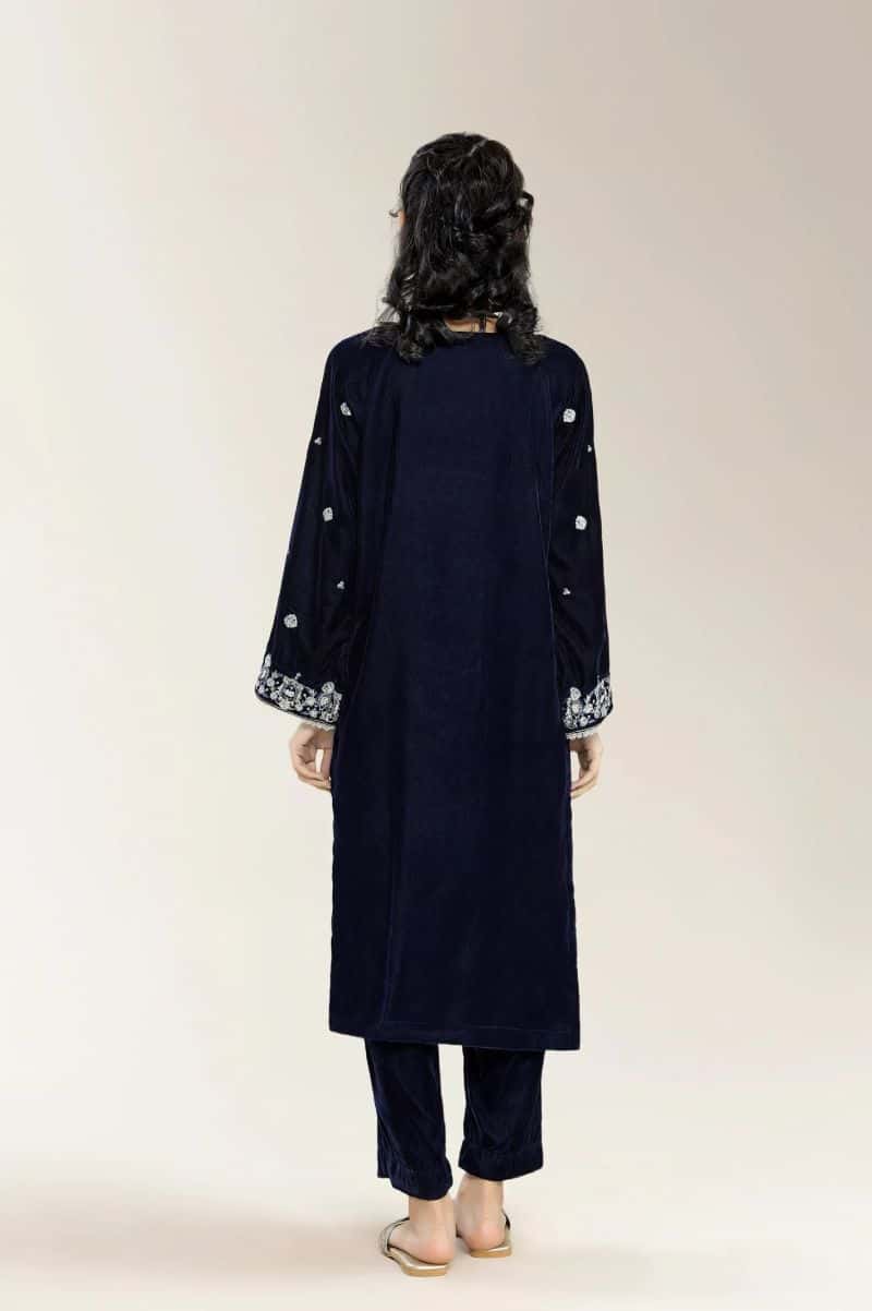 Embroidered Velvet-Navy Blue Teens 2Pc - alternate view