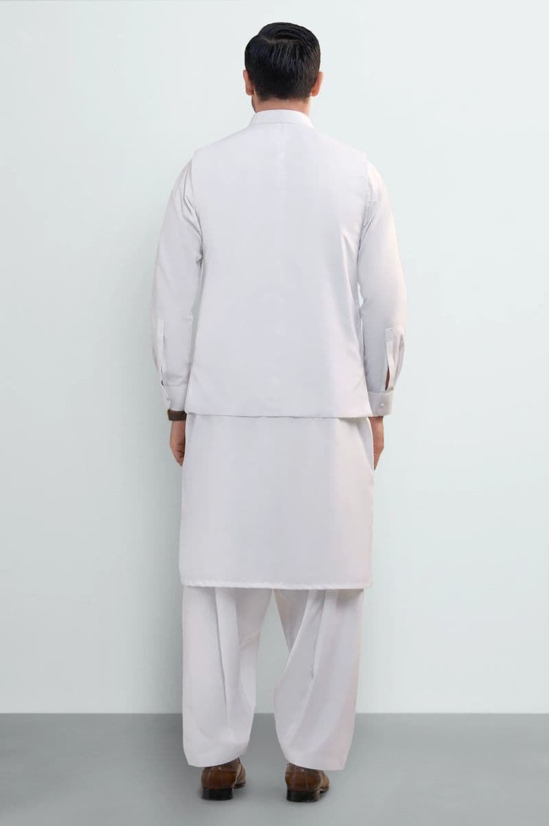 Off White Shalwar Kameez with Waistcoat thumbnail