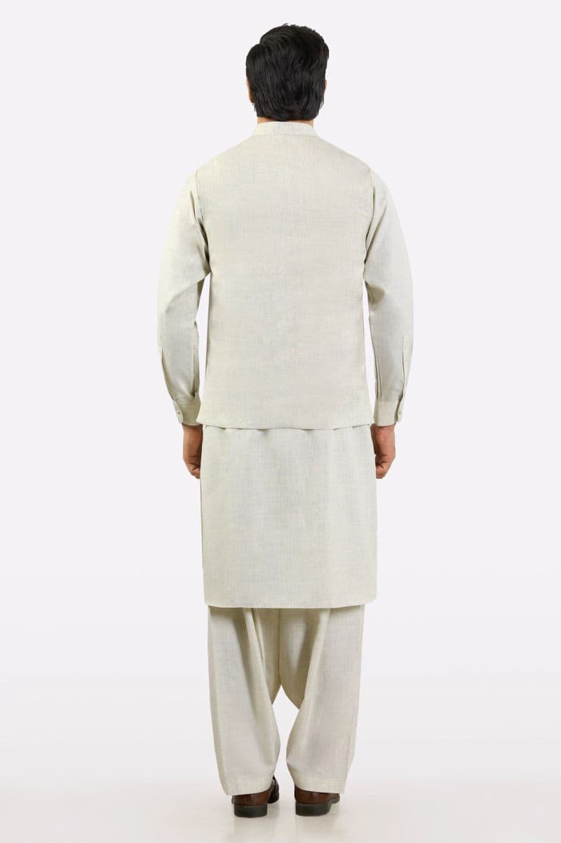 Cream Shalwar Kameez with Waistcoat thumbnail