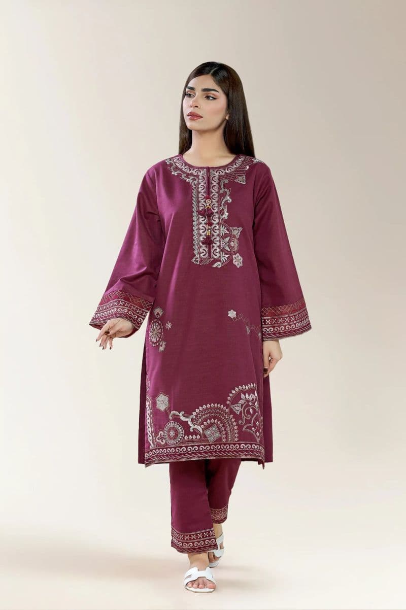 Embroidered Khaddar Plum 2PC thumbnail