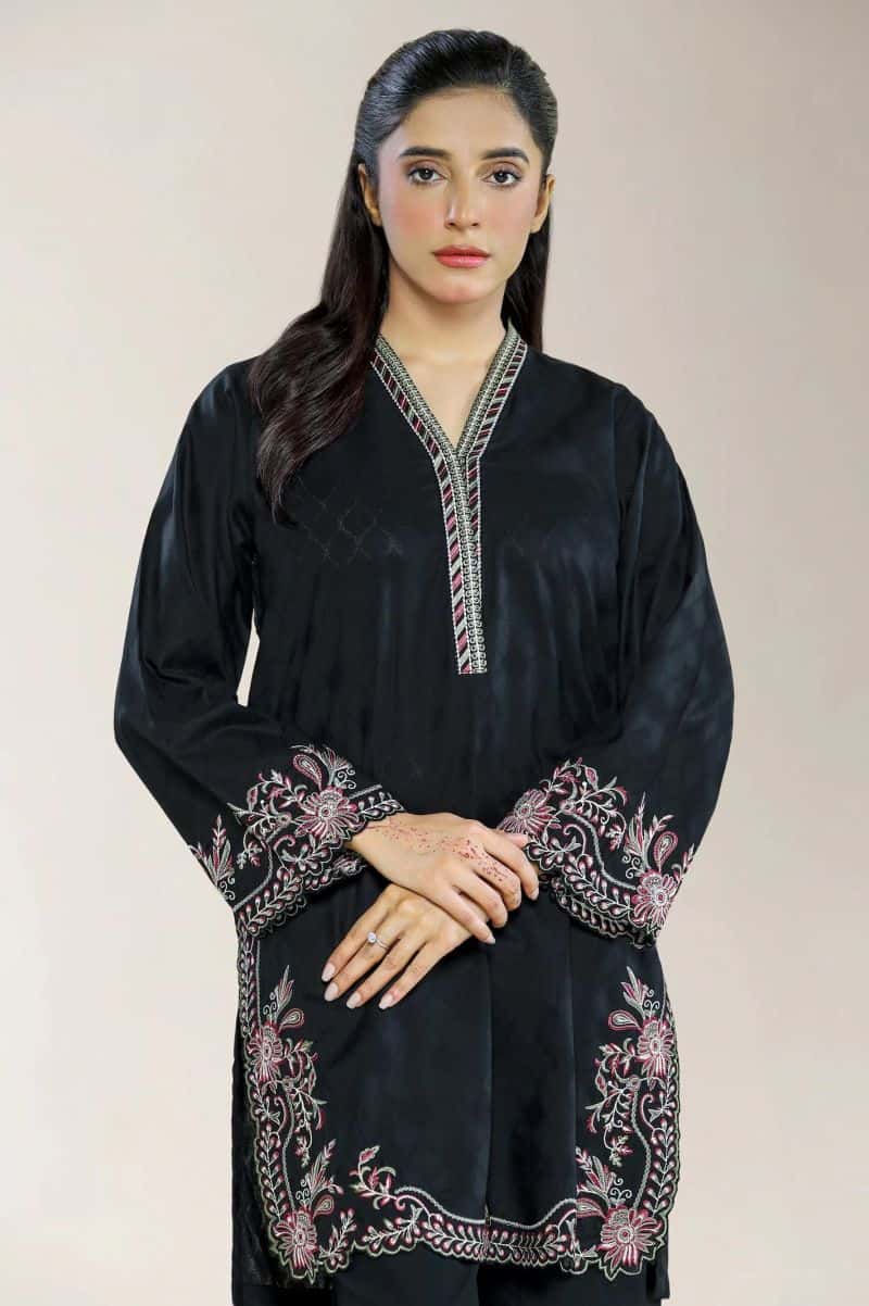 Embroidered Jacquard Black 2PC - alternate view