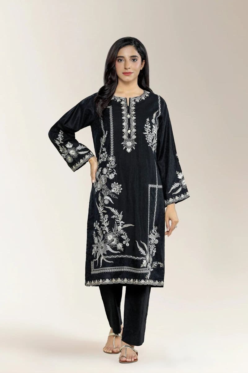 Embroidered Jacquard Black 2PC thumbnail