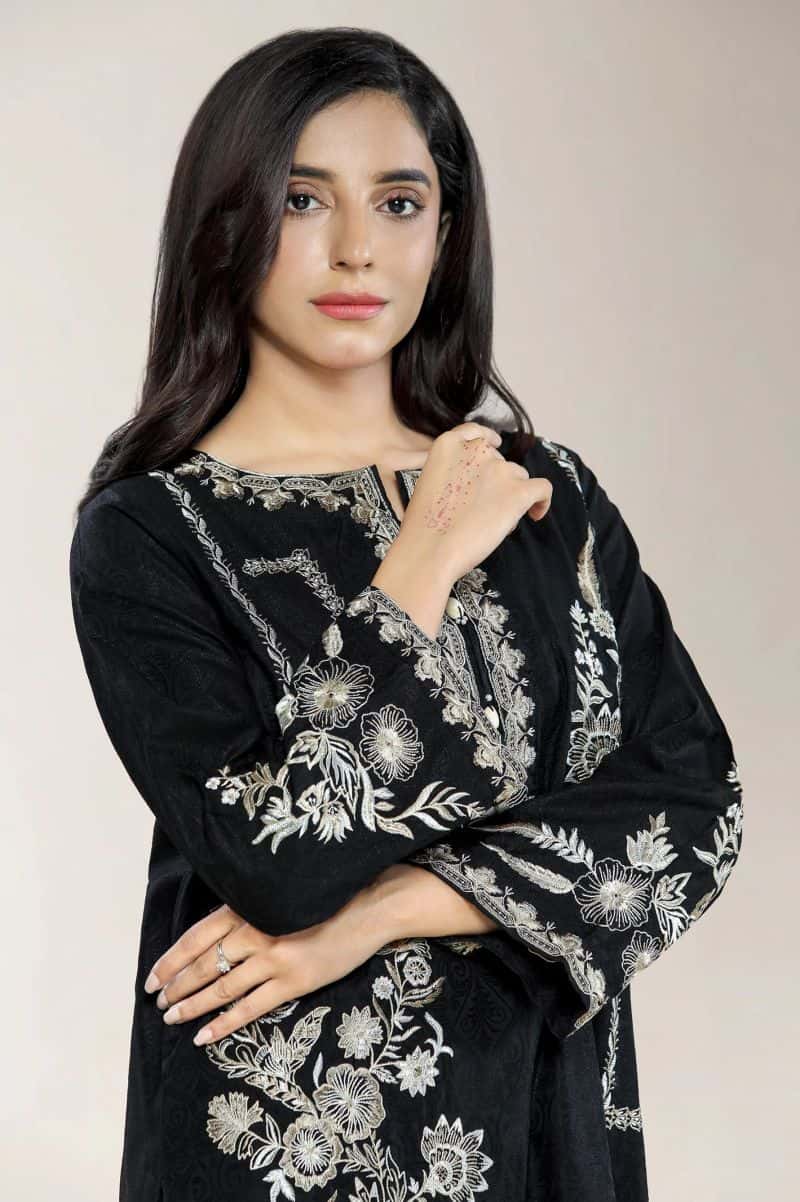 Embroidered Jacquard Black 2PC - alternate view