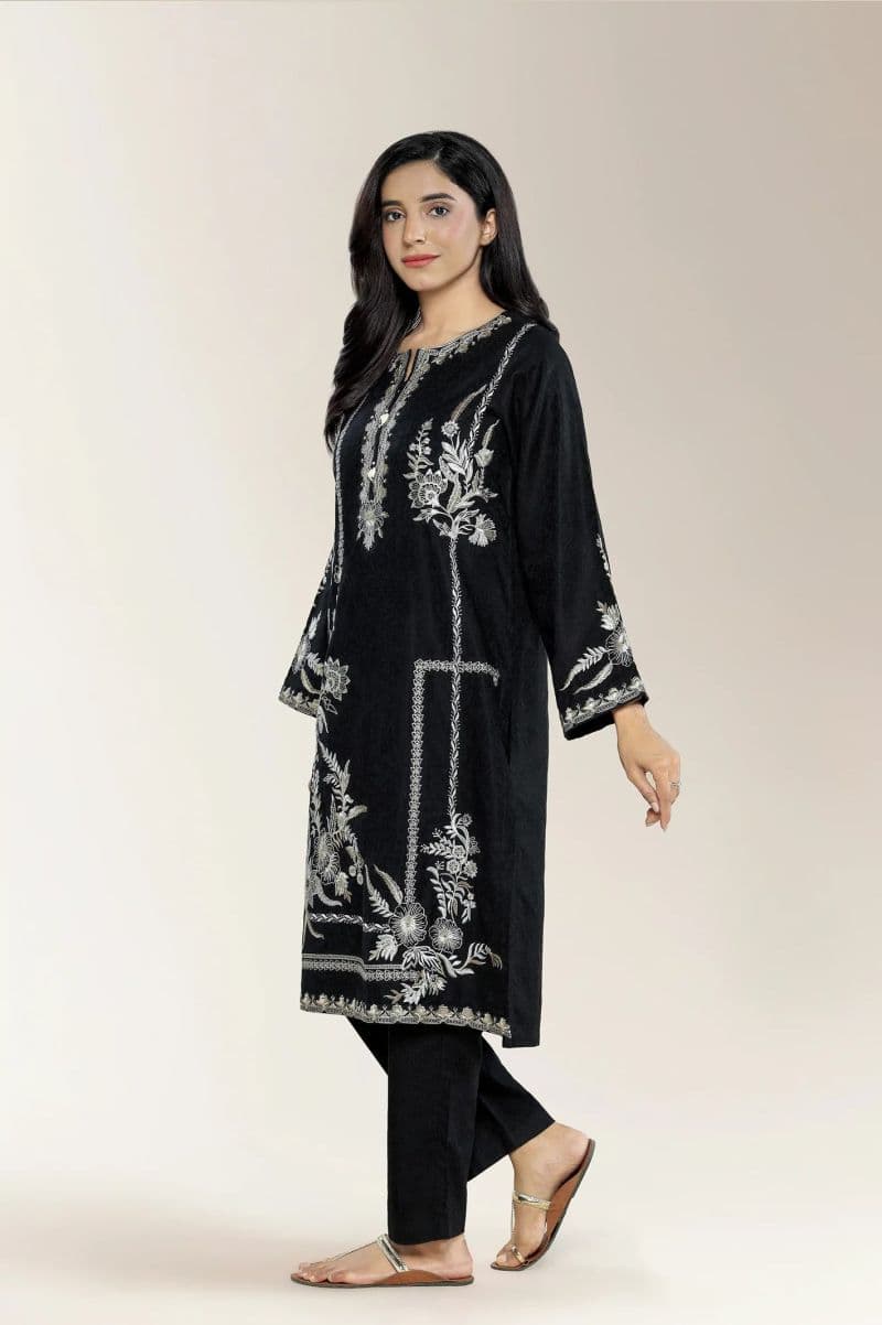 Embroidered Jacquard Black 2PC thumbnail