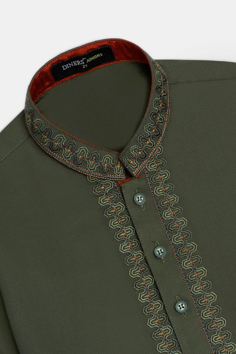Dark Olive Boys Kurta Pajama thumbnail