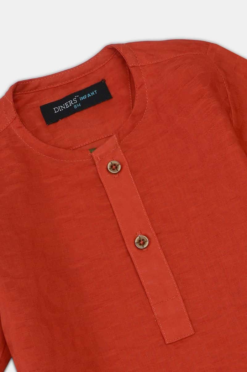 Orange Infant Screen Printed Kurta Shalwar - alternate view