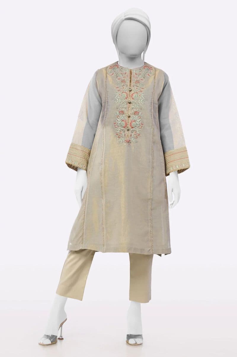 Thunder Gray Embroidered Kurti thumbnail