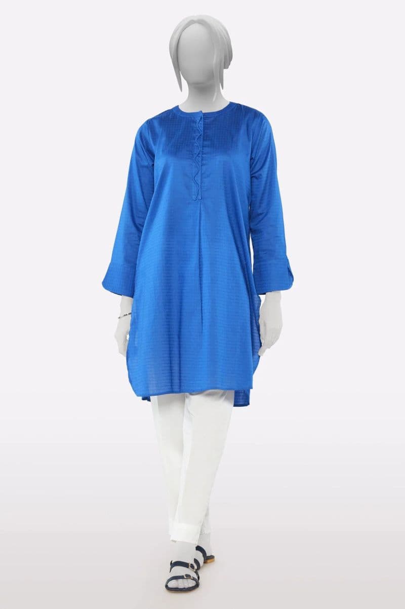Dobby Blue Stylised Kurti thumbnail