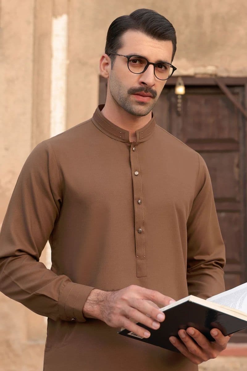 Brown Wash & Wear Shalwar Kameez thumbnail
