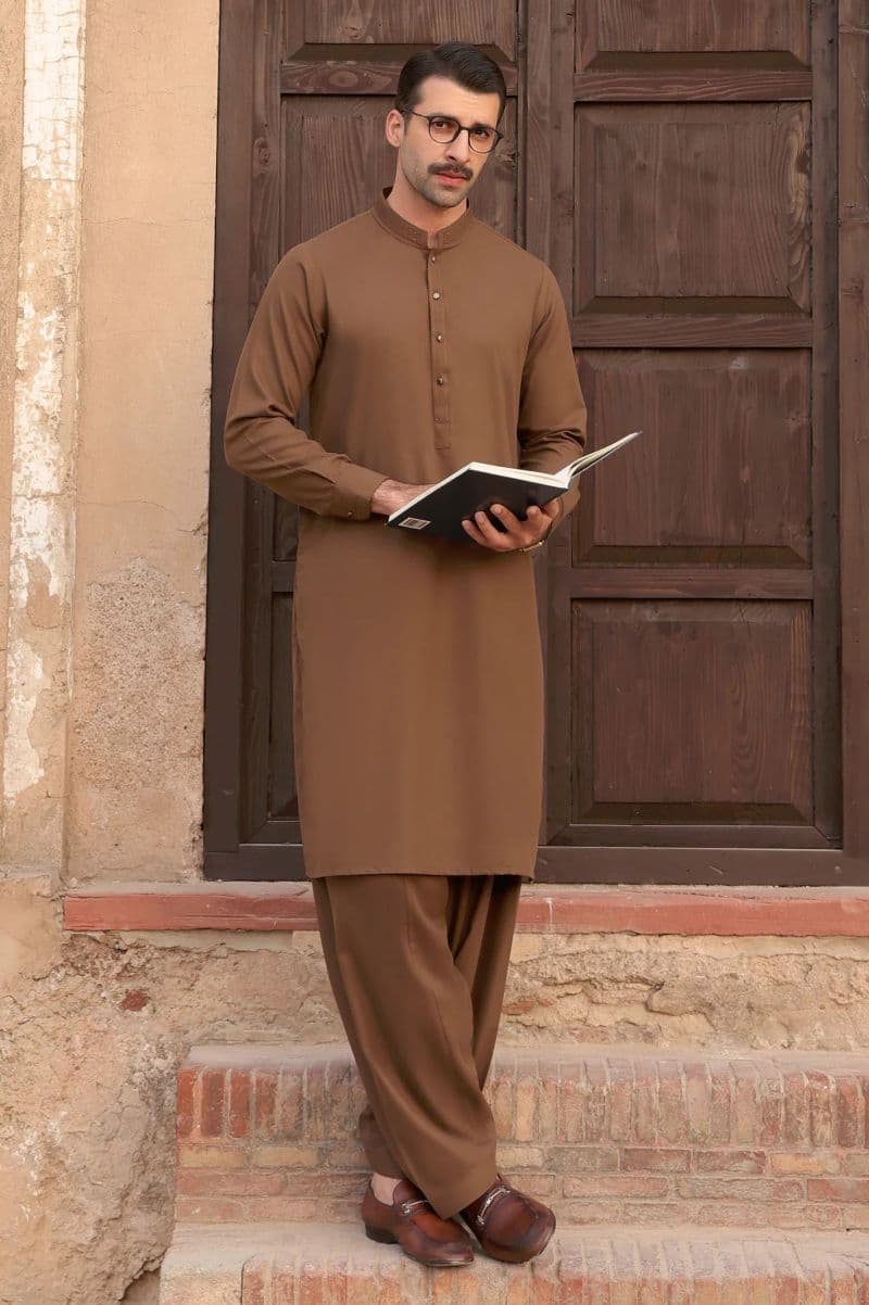 Brown Wash & Wear Shalwar Kameez thumbnail