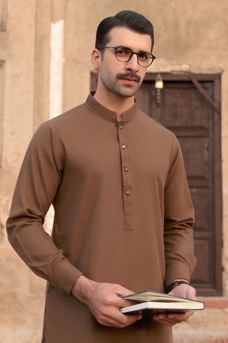 Brown Wash & Wear Shalwar Kameez thumbnail
