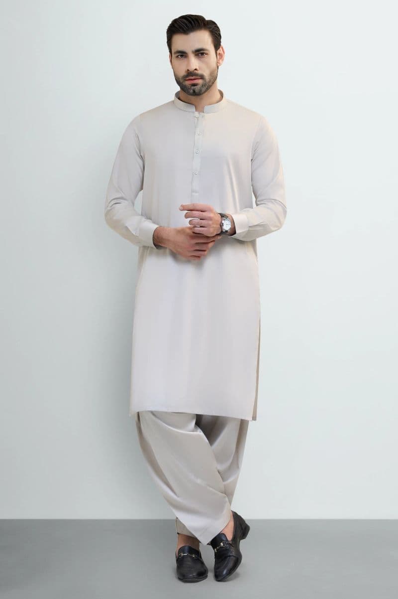 Light Beige Cotton Shalwar Kameez thumbnail