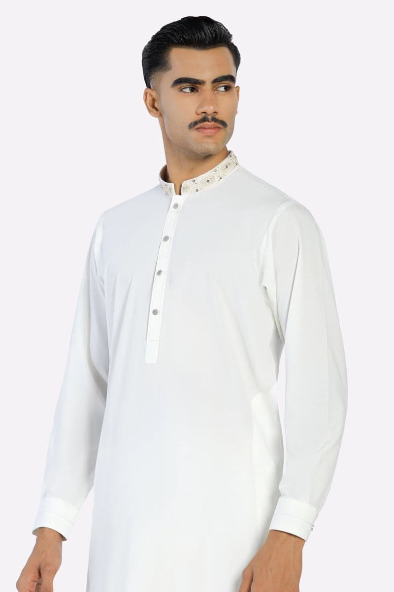 Off White Wash & Wear Shalwar Kameez thumbnail