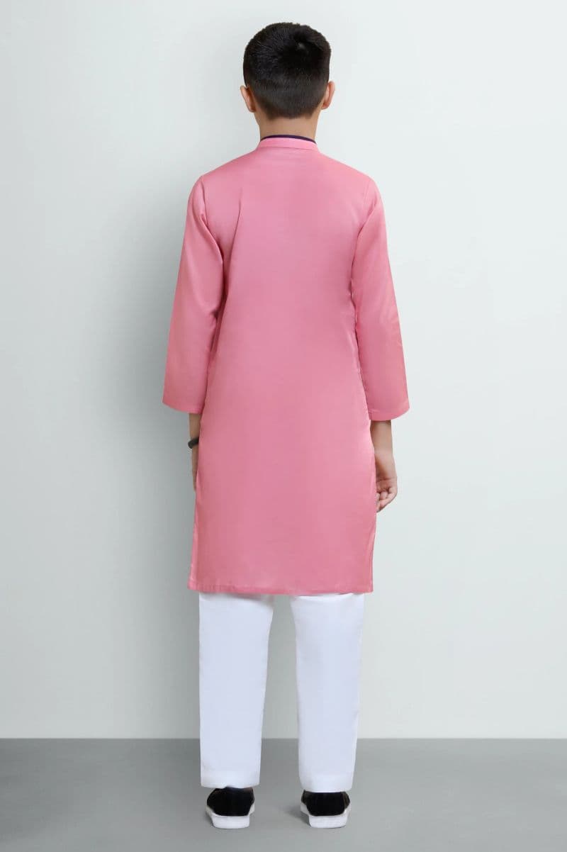 Dark Pink Boys Screen Printed Kurta Pajama thumbnail