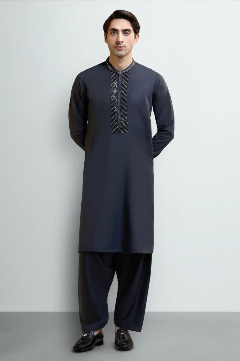 Grey Wash & Wear Shalwar Kameez (TASSAVUR) thumbnail