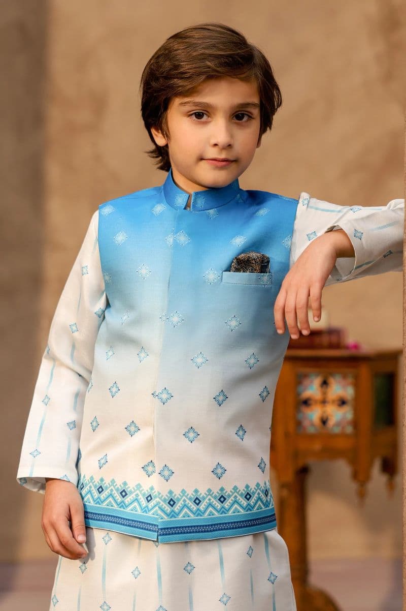 Ash Grey Boys Kameez Shalwar With Waistcoat thumbnail