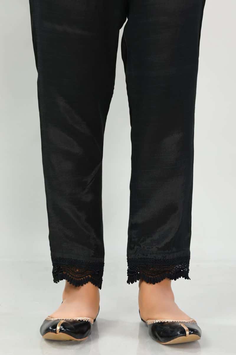 Black Raw Silk Trouser