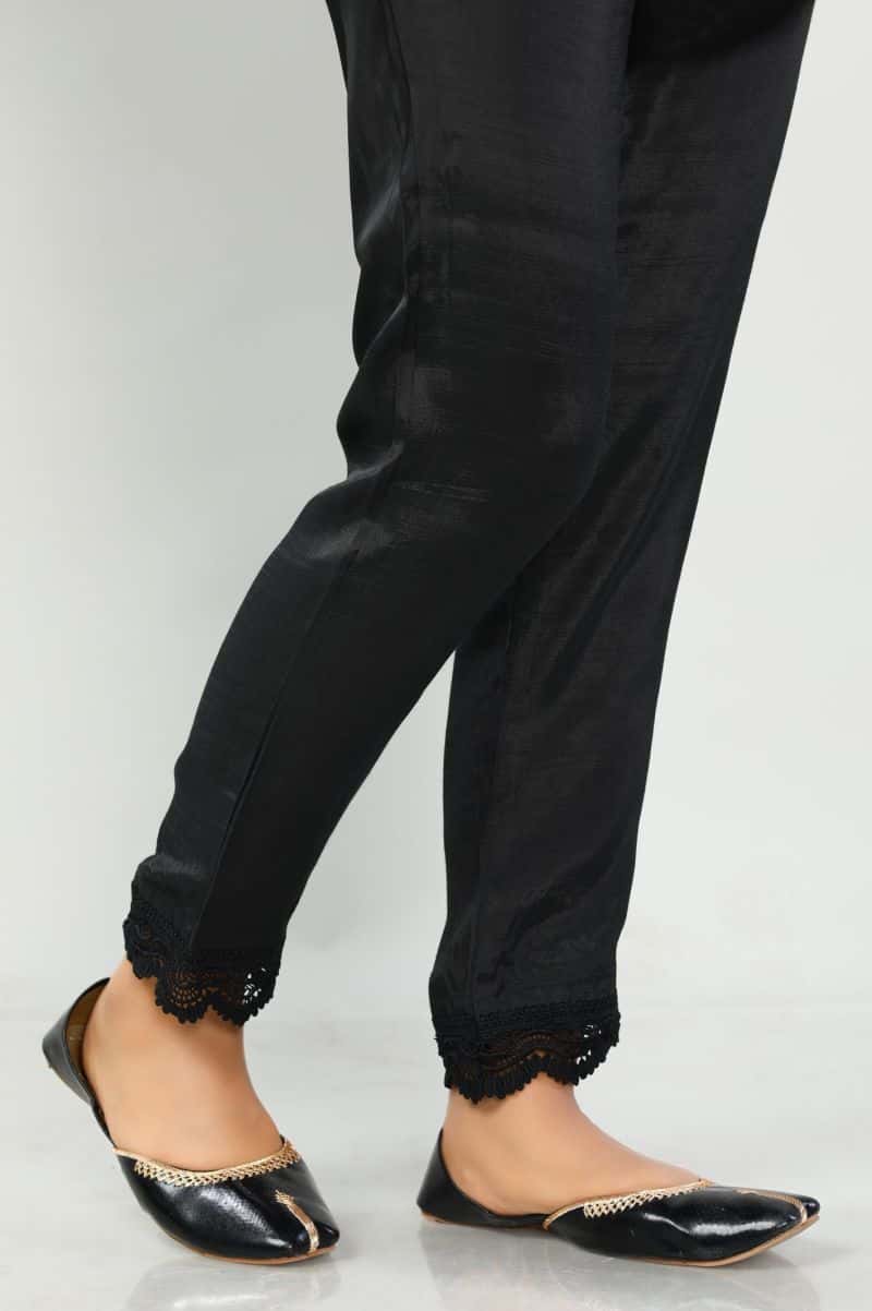 Black Raw Silk Trouser - alternate view