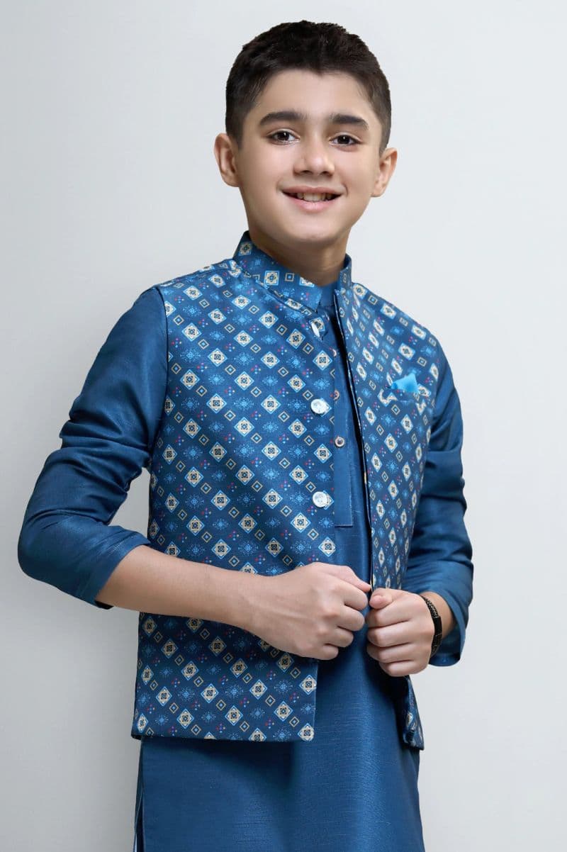 Teal Blue Boys Waistcoat thumbnail