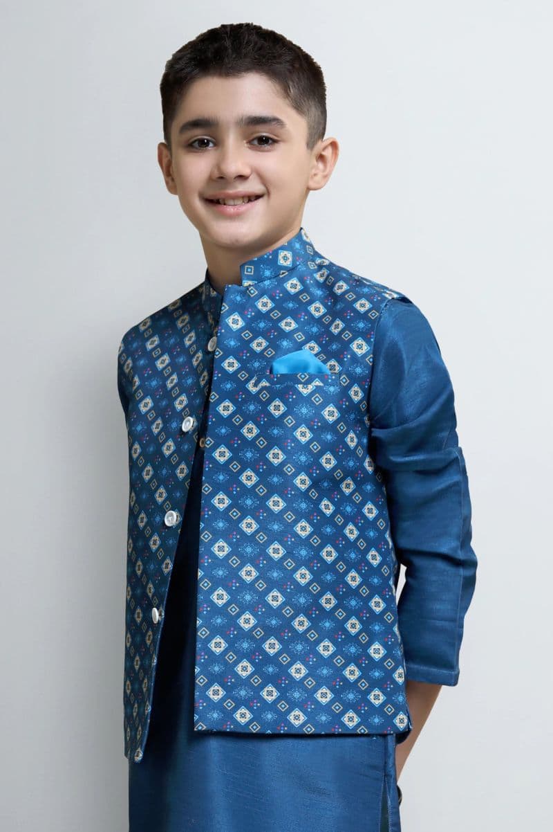 Teal Blue Boys Waistcoat thumbnail