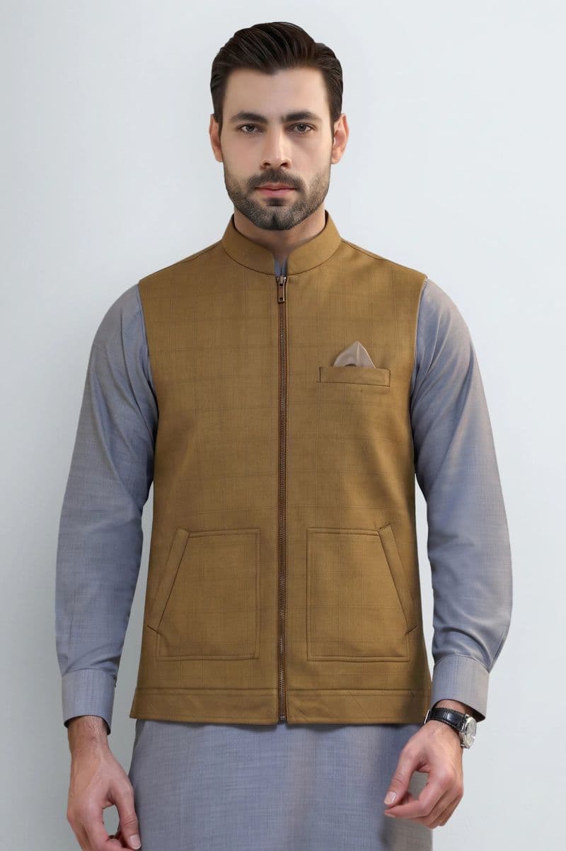 Light Brown Zipper Waistcoat thumbnail