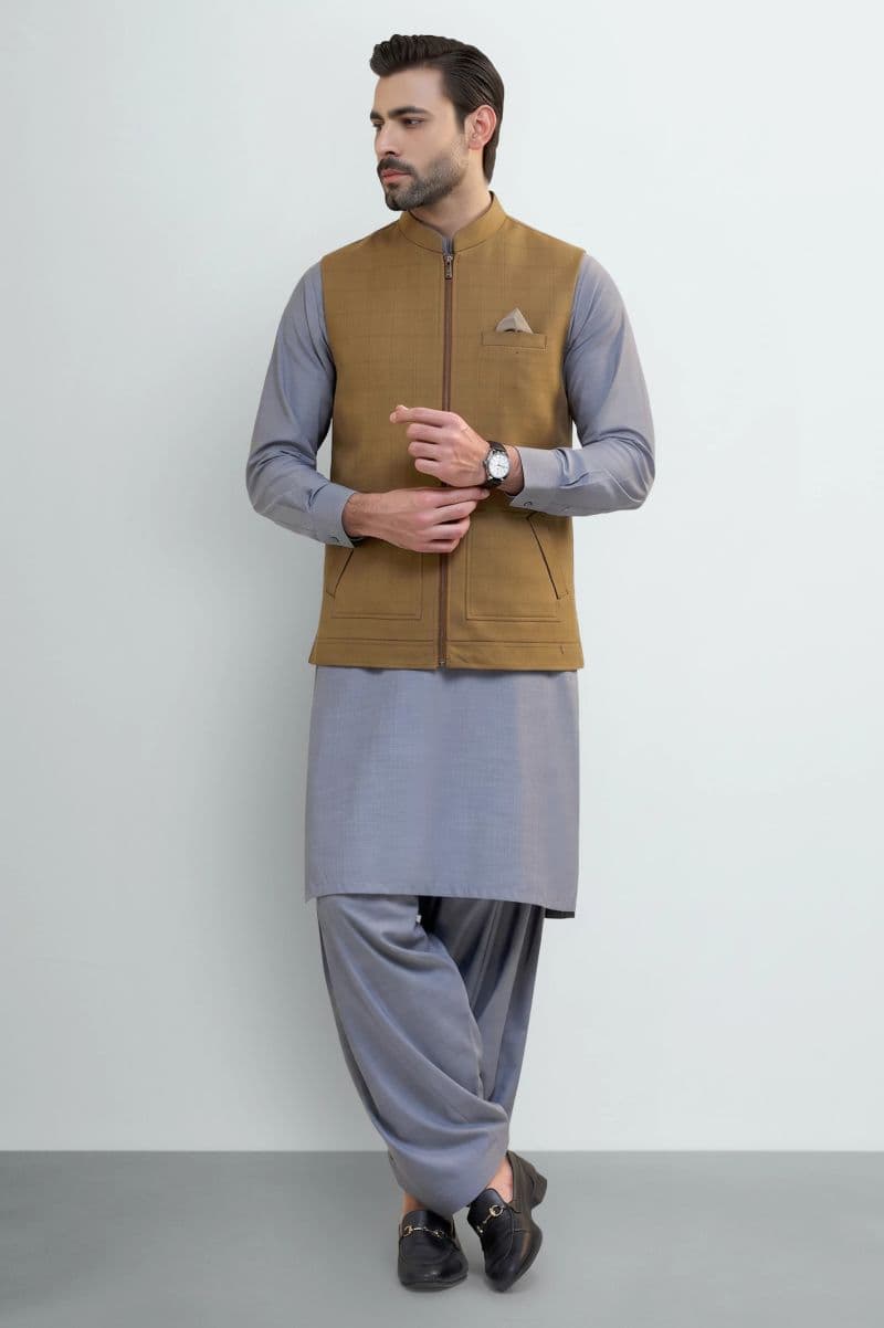 Light Brown Zipper Waistcoat thumbnail
