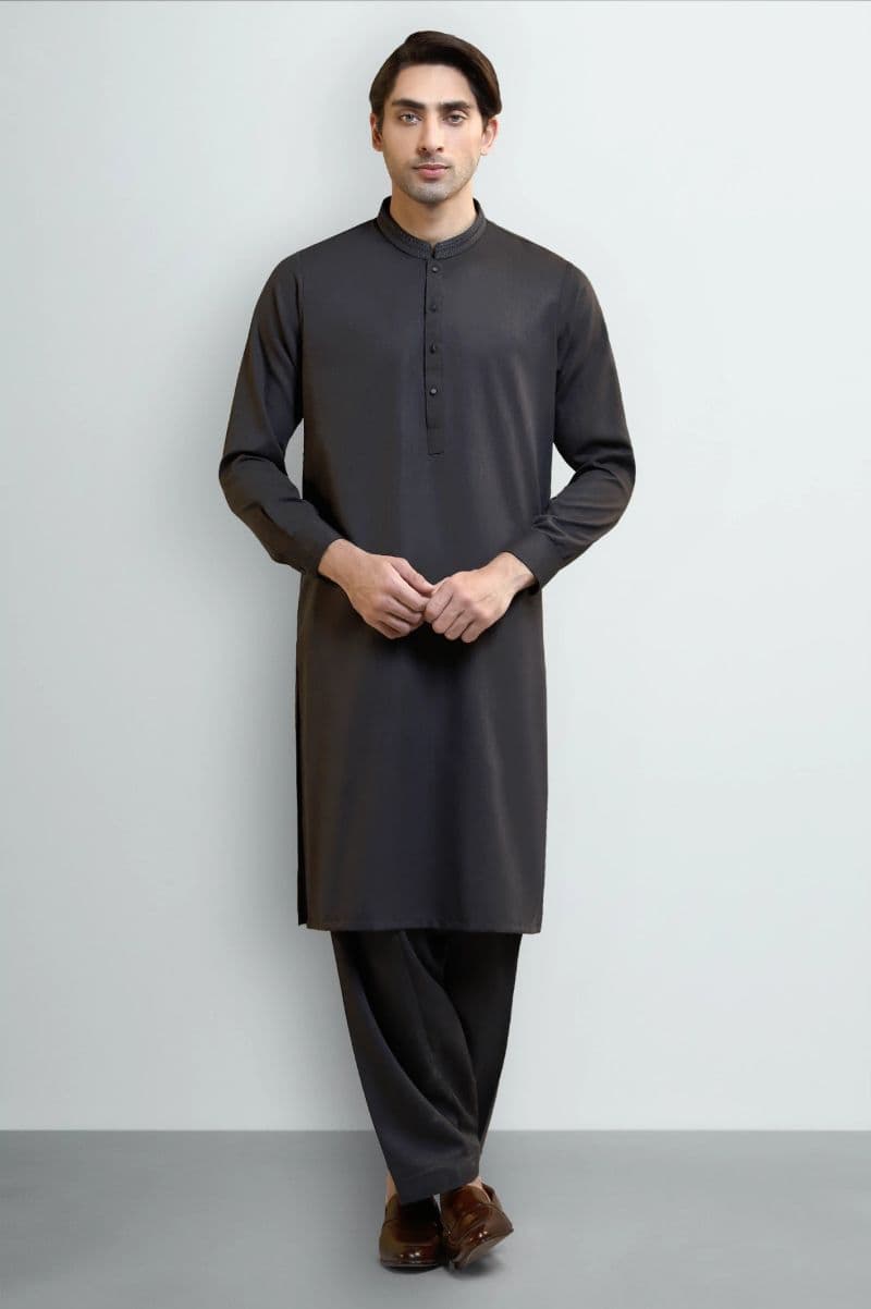 Dark Grey Wash & Wear Shalwar Kameez thumbnail