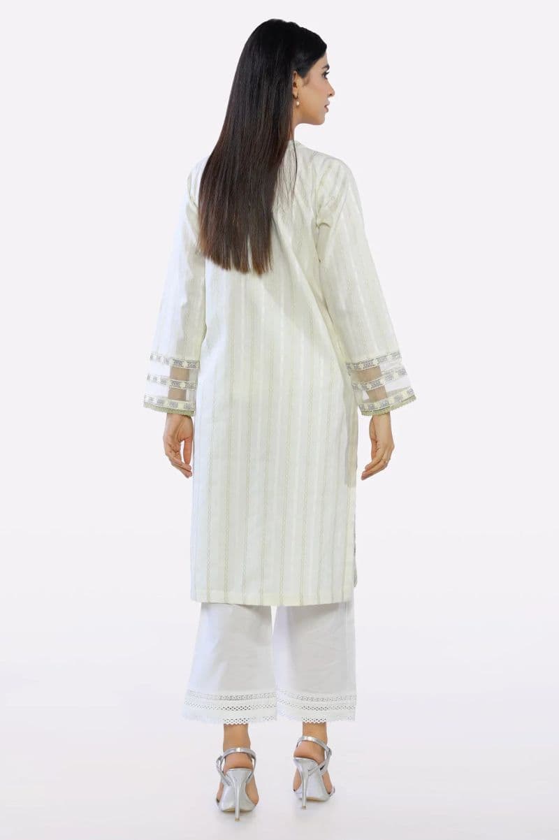 Cream Ready To Wear Embroidered Kurti thumbnail