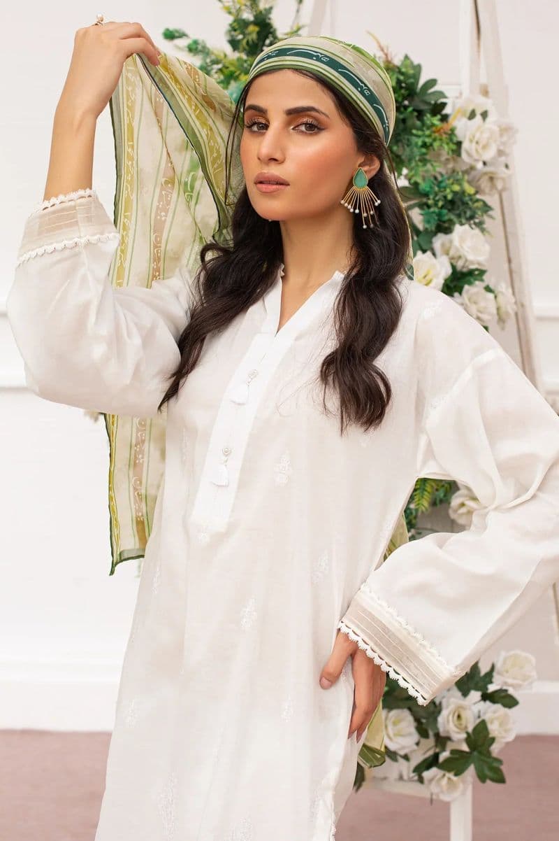 Light Green Chiffon Dupatta for Women thumbnail