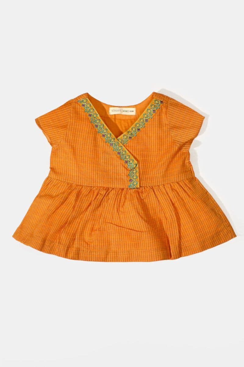 Yarn Dyed Orange Infant's Kurti thumbnail