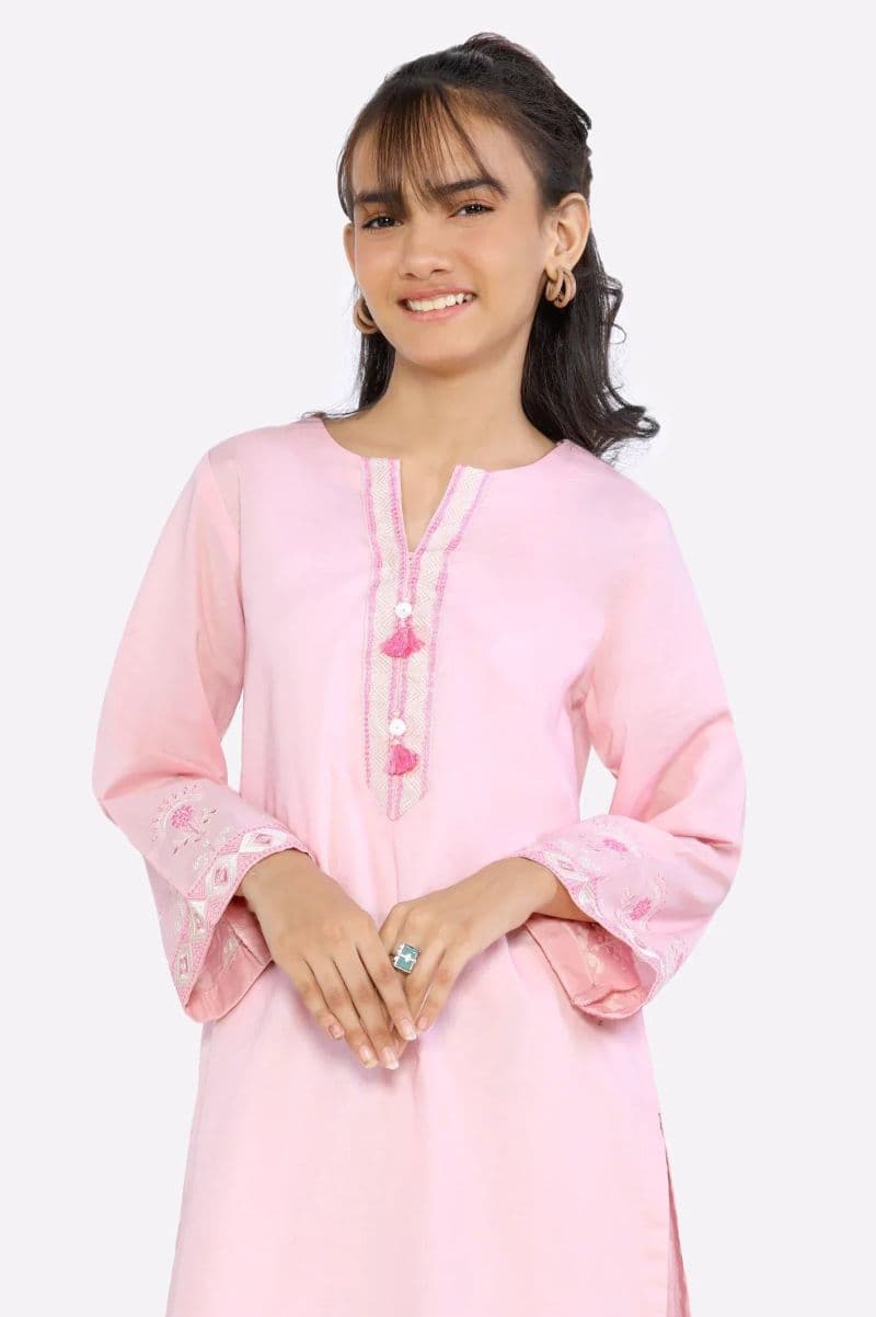 Pink Embroidered Teens Kurti thumbnail