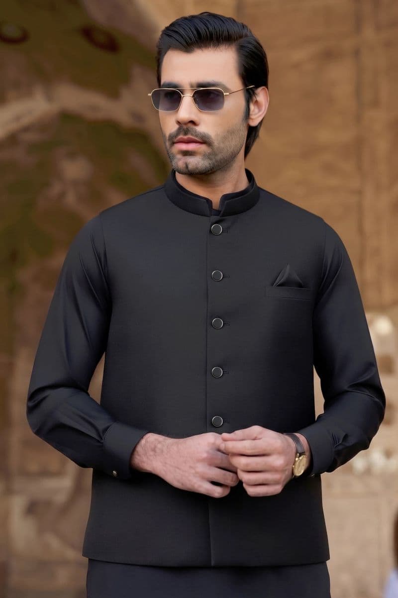 Dark Grey Shalwar Kameez with Waistcoat thumbnail