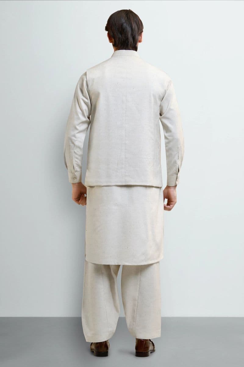 Sand Shalwar Kameez with Waistcoat thumbnail
