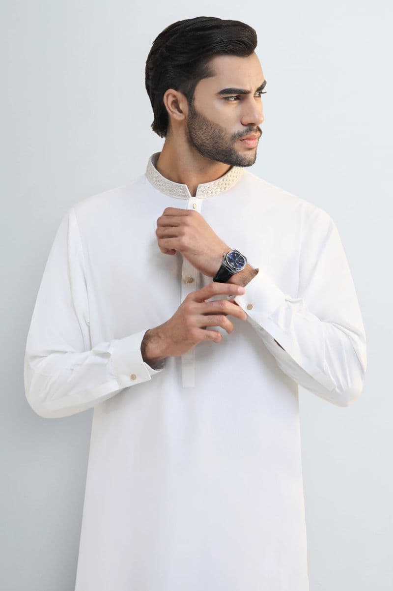 Off White Wash & Wear Shalwar Kameez thumbnail