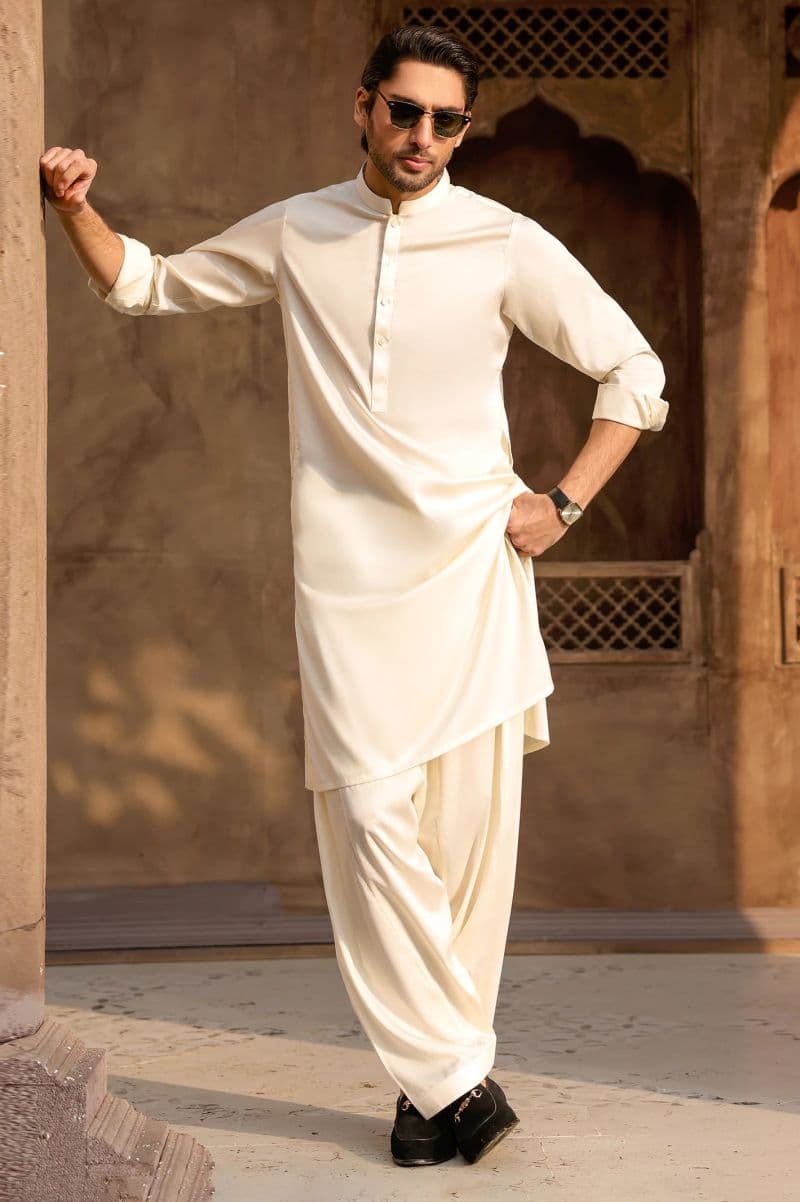 Cream Cotton Shalwar Kameez thumbnail