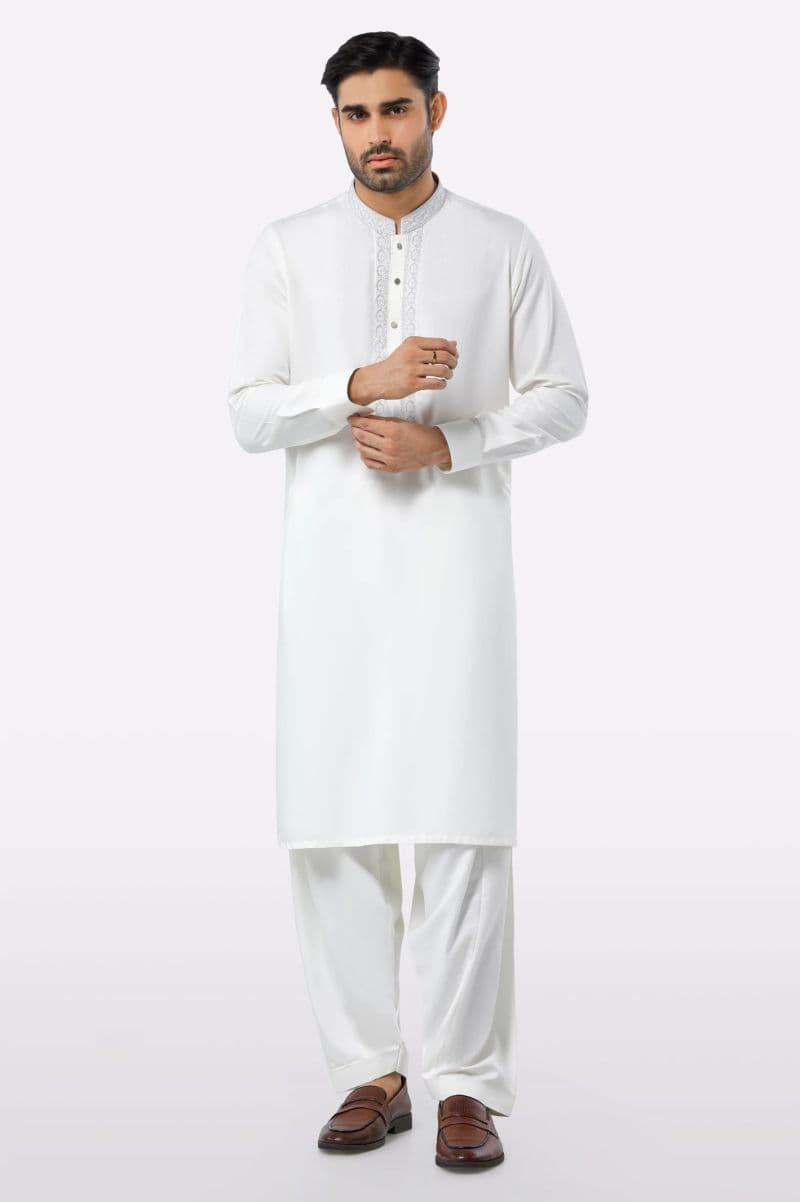 Off White Wash & Wear Shalwar Kameez thumbnail