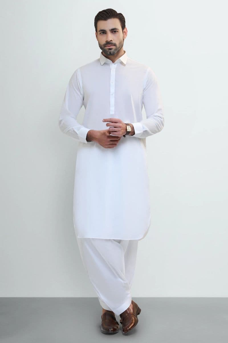 Off White Cotton Shalwar Kameez thumbnail