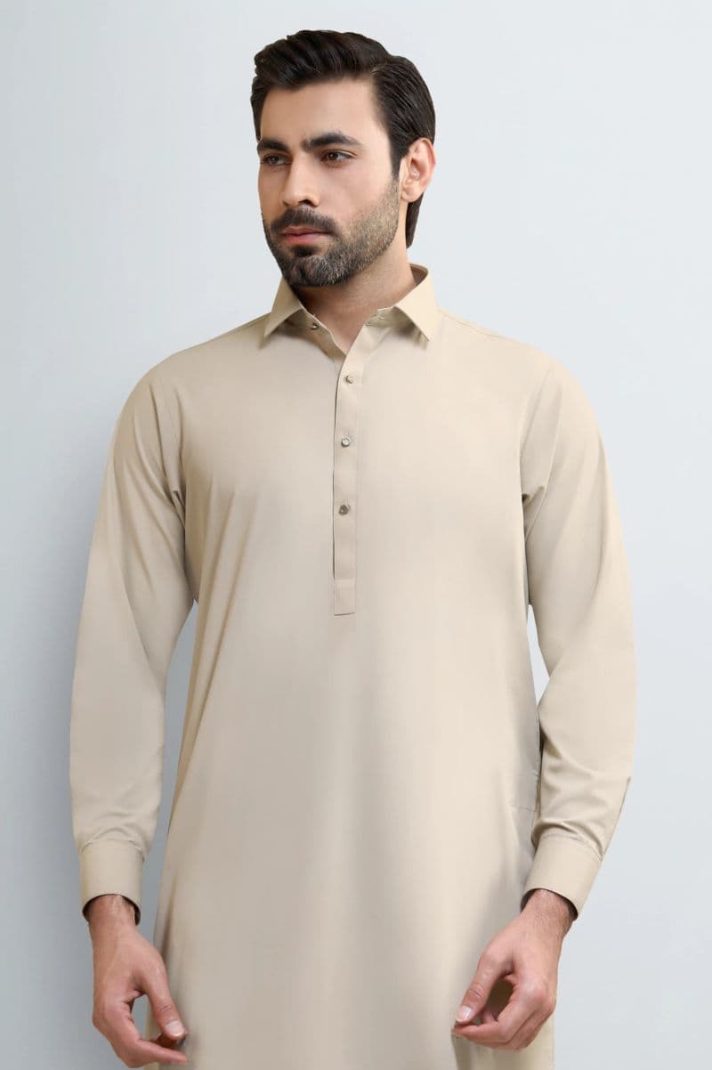 Fawn Wash & Wear Shalwar Kameez thumbnail