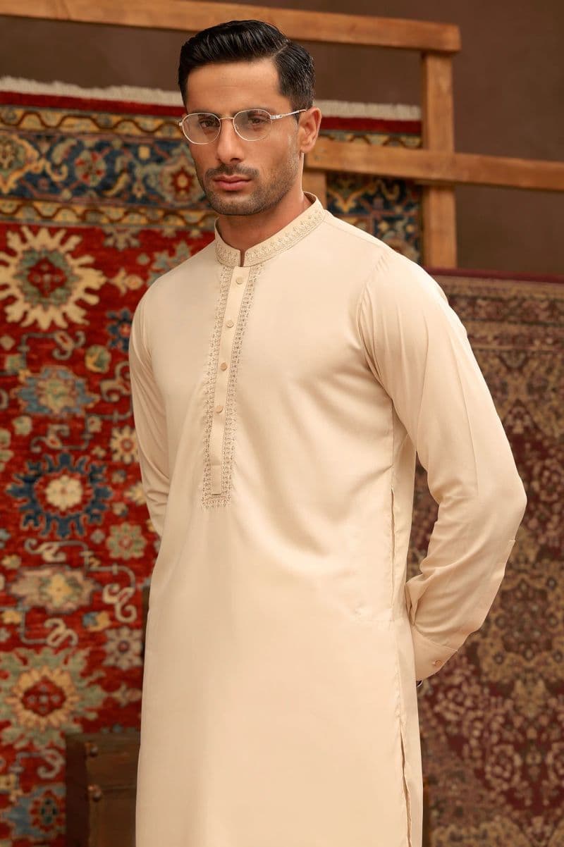 Fawn Wash & Wear Shalwar Kameez thumbnail