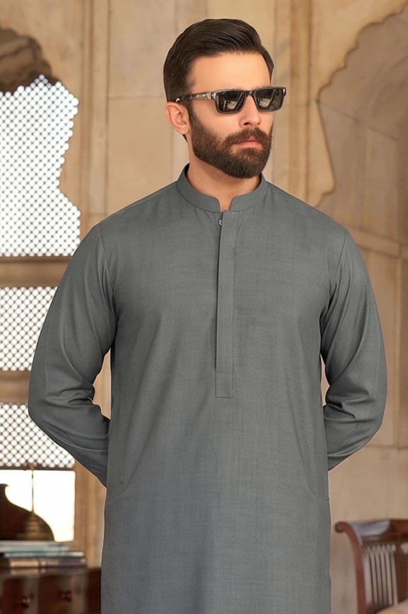 Medium Grey Wash & Wear Shalwar Kameez thumbnail
