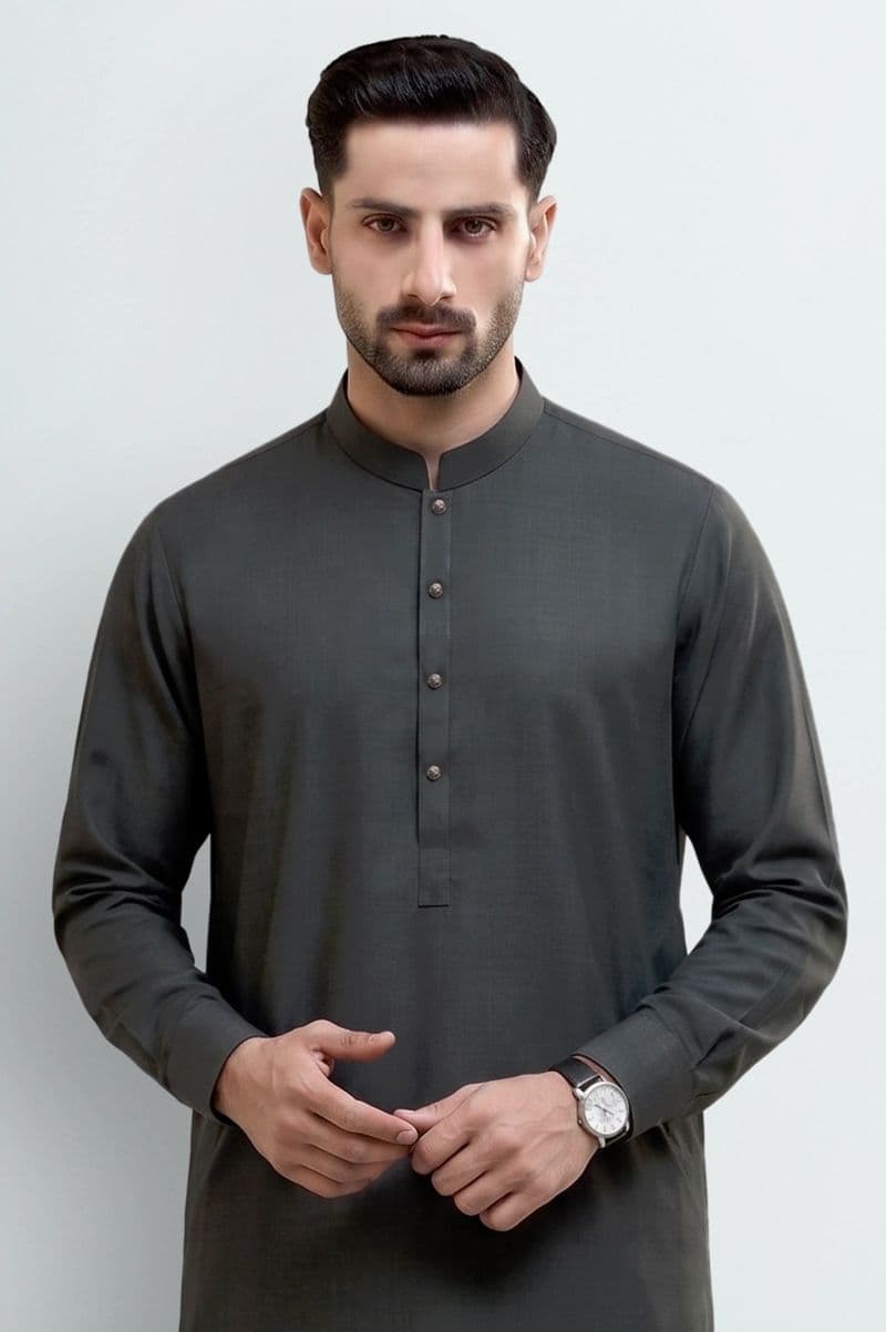 Grey Wash & Wear Shalwar Kameez thumbnail