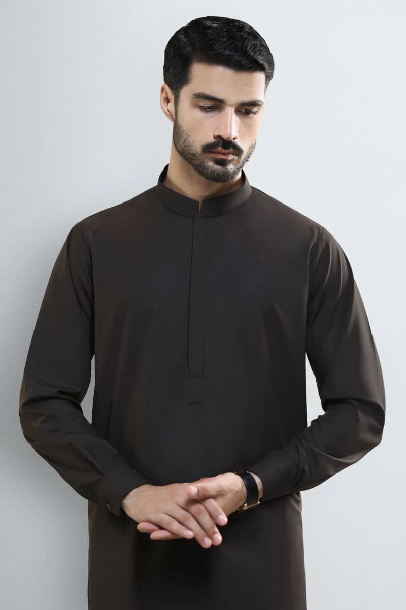 Dark Brown Wash & Wear Shalwar Kameez thumbnail
