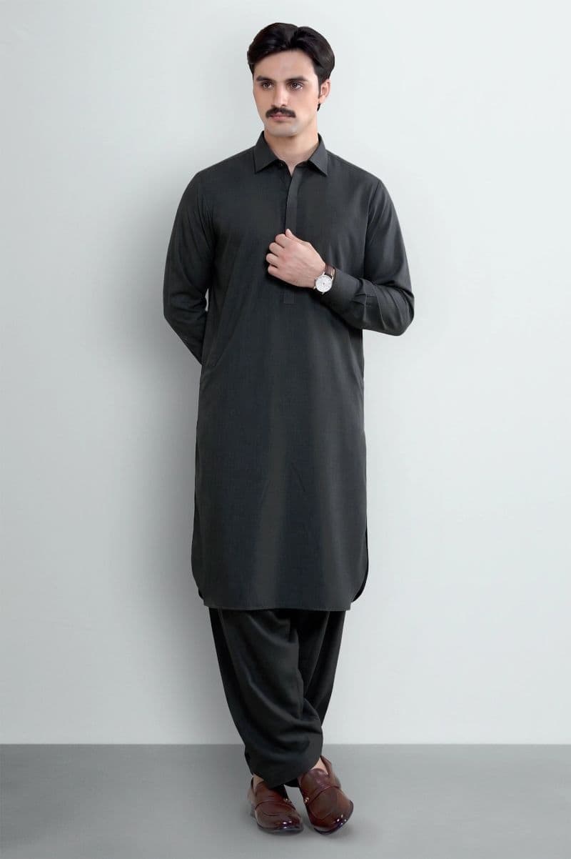 Medium Grey Wash & Wear Shalwar Kameez thumbnail