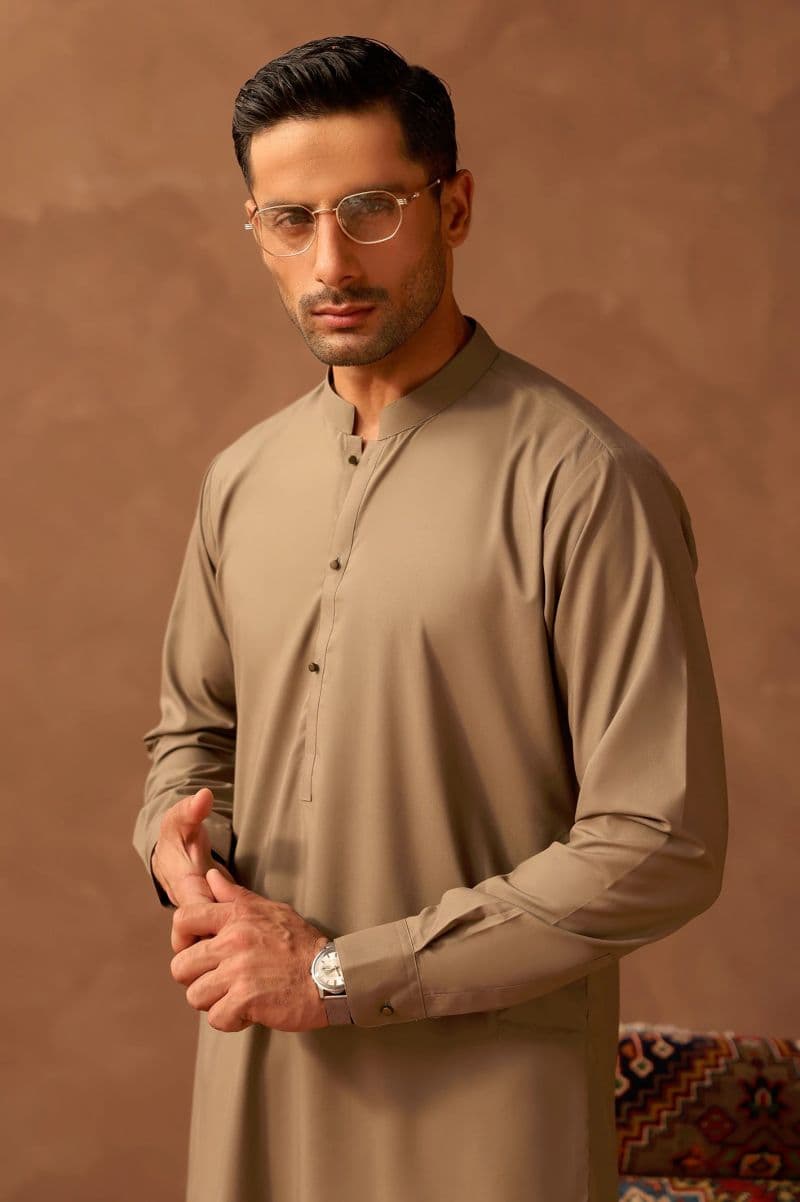 Fawn Wash & Wear Shalwar Kameez thumbnail