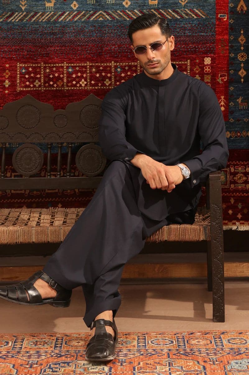 Black Wash & Wear Shalwar Kameez thumbnail