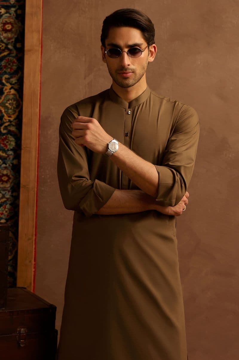 Brown Wash & Wear Shalwar Kameez thumbnail