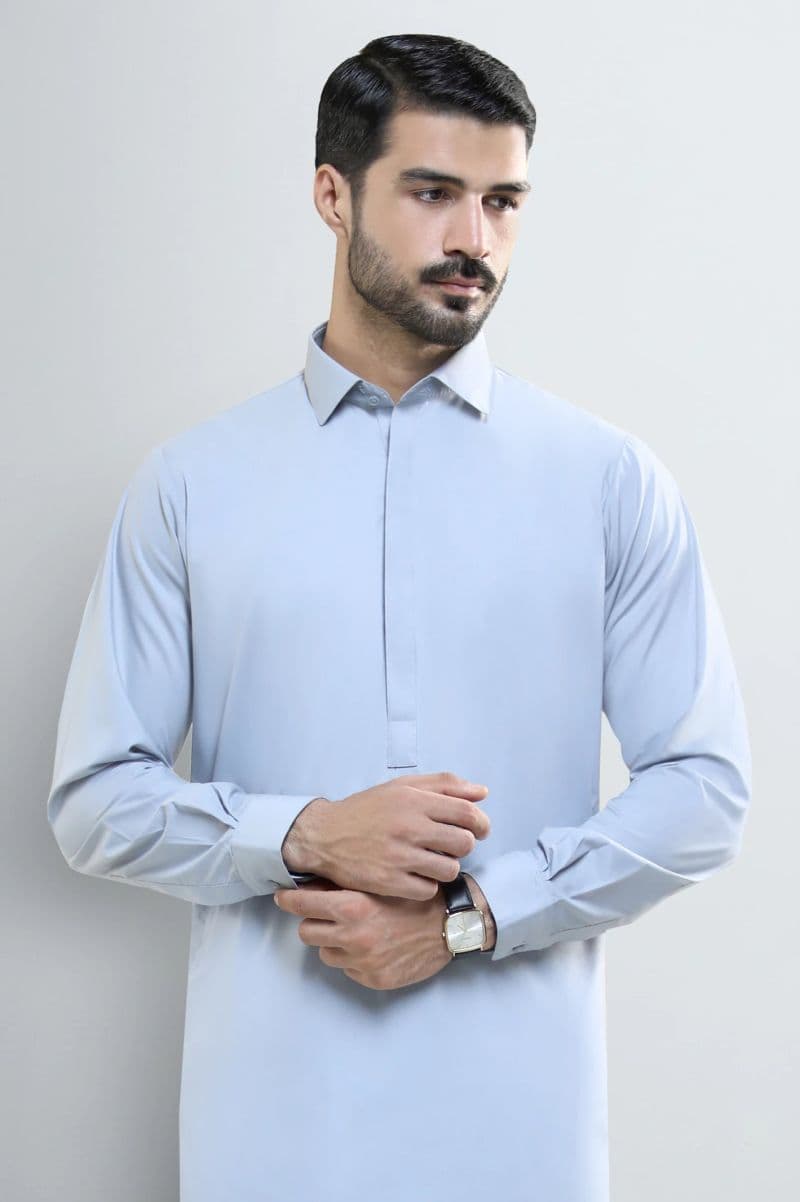 Light Grey Wash & Wear Shalwar Kameez thumbnail